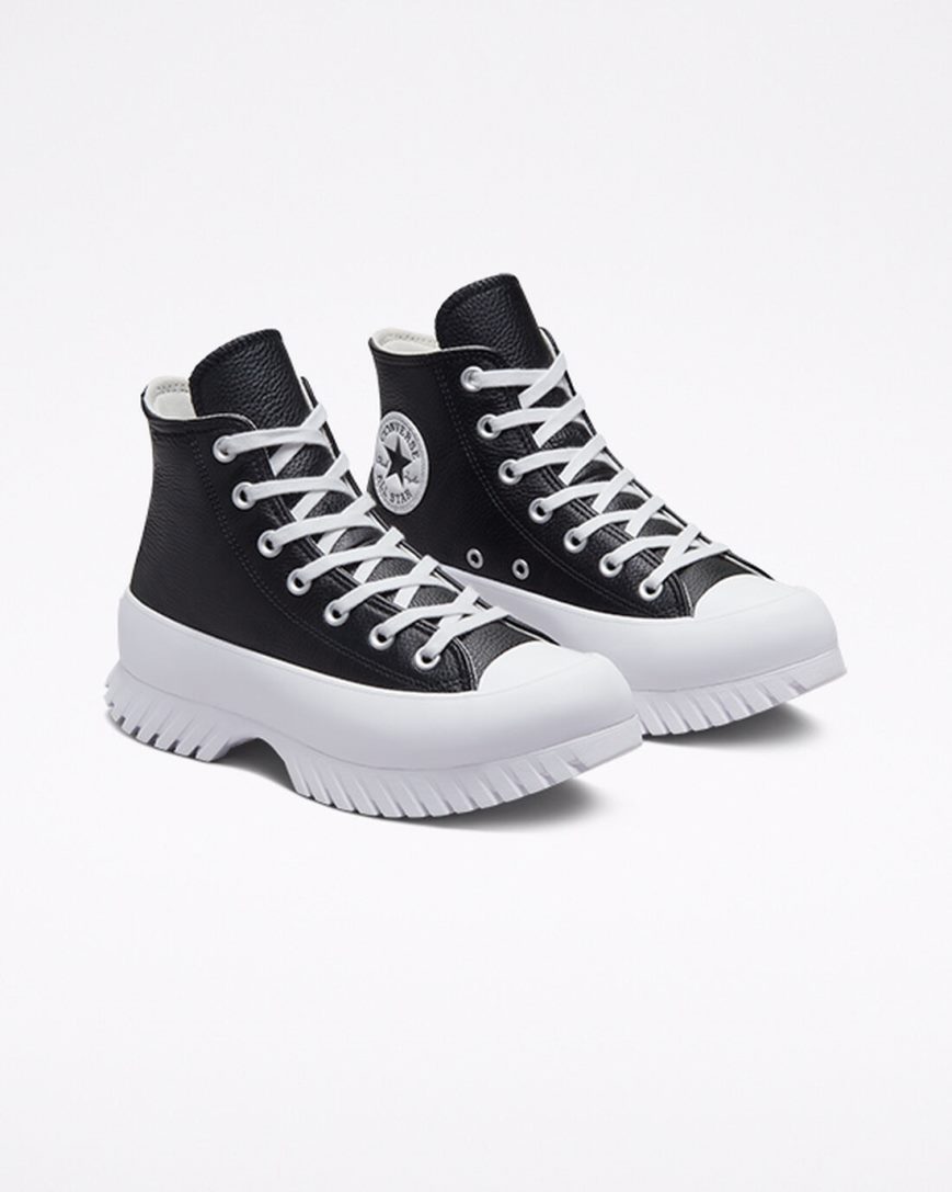 Women's Converse Chuck Taylor All Star Lugged 2.0 Leather High Top Shoes Black / White | AU 8C109Q